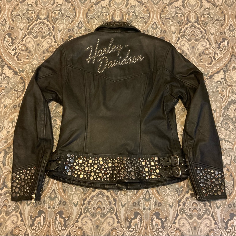 Mint Vintage Harley Davidson An American Legend Studded Leather Moto Jacket Sz S - Picture 4 of 16
